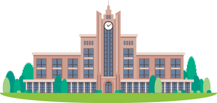 日本の大学または海外の大学のイラスト